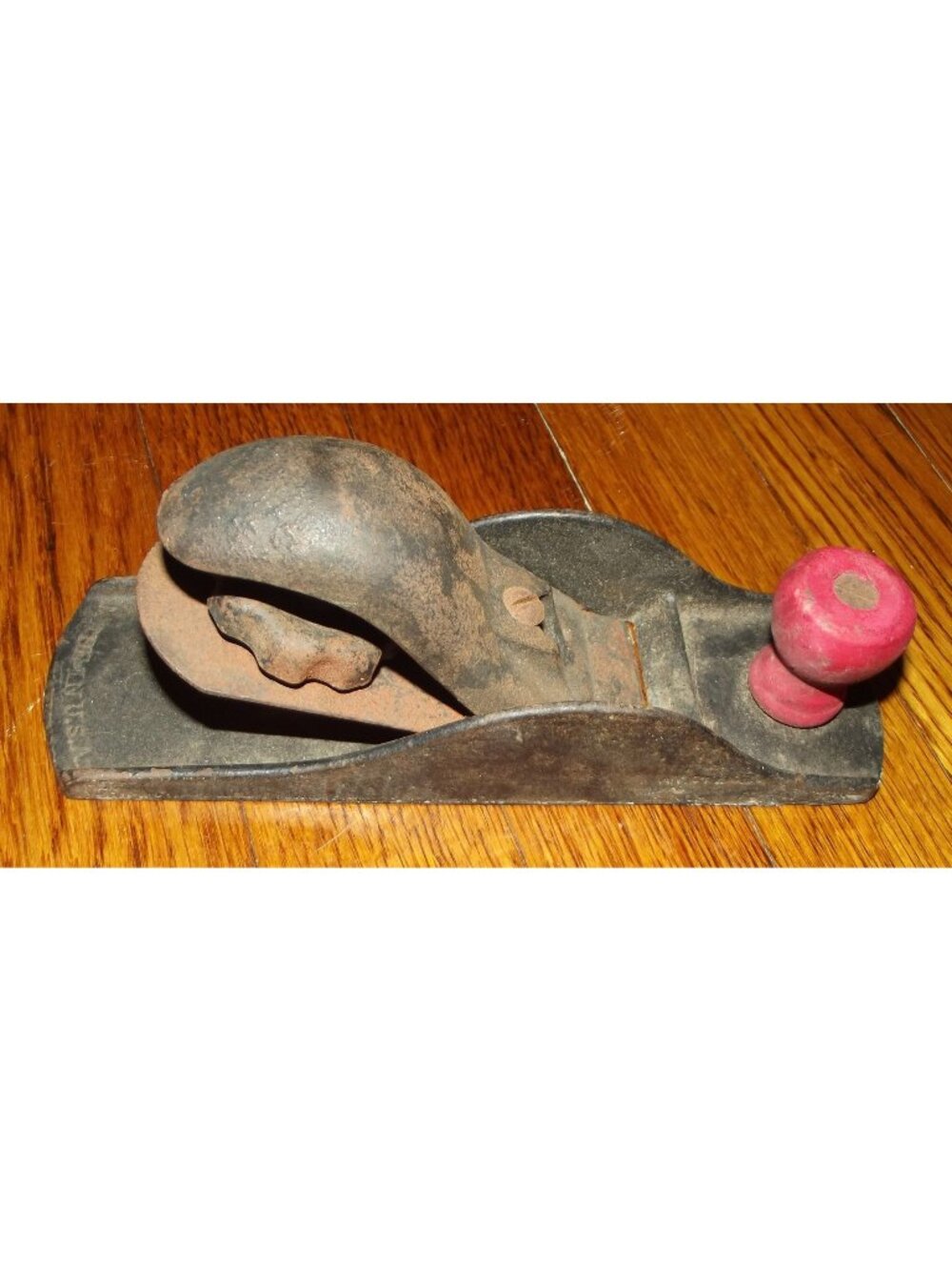 Vintage Block Plane cast iron block Red Wood Knob 7.25"
